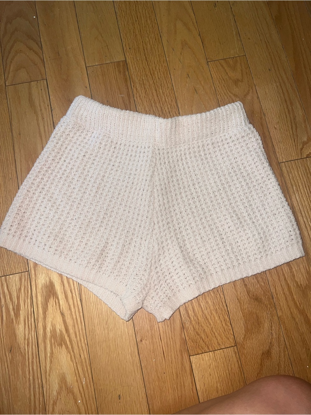 moon & madison Cream Waffle Knit High-Waist Shorts